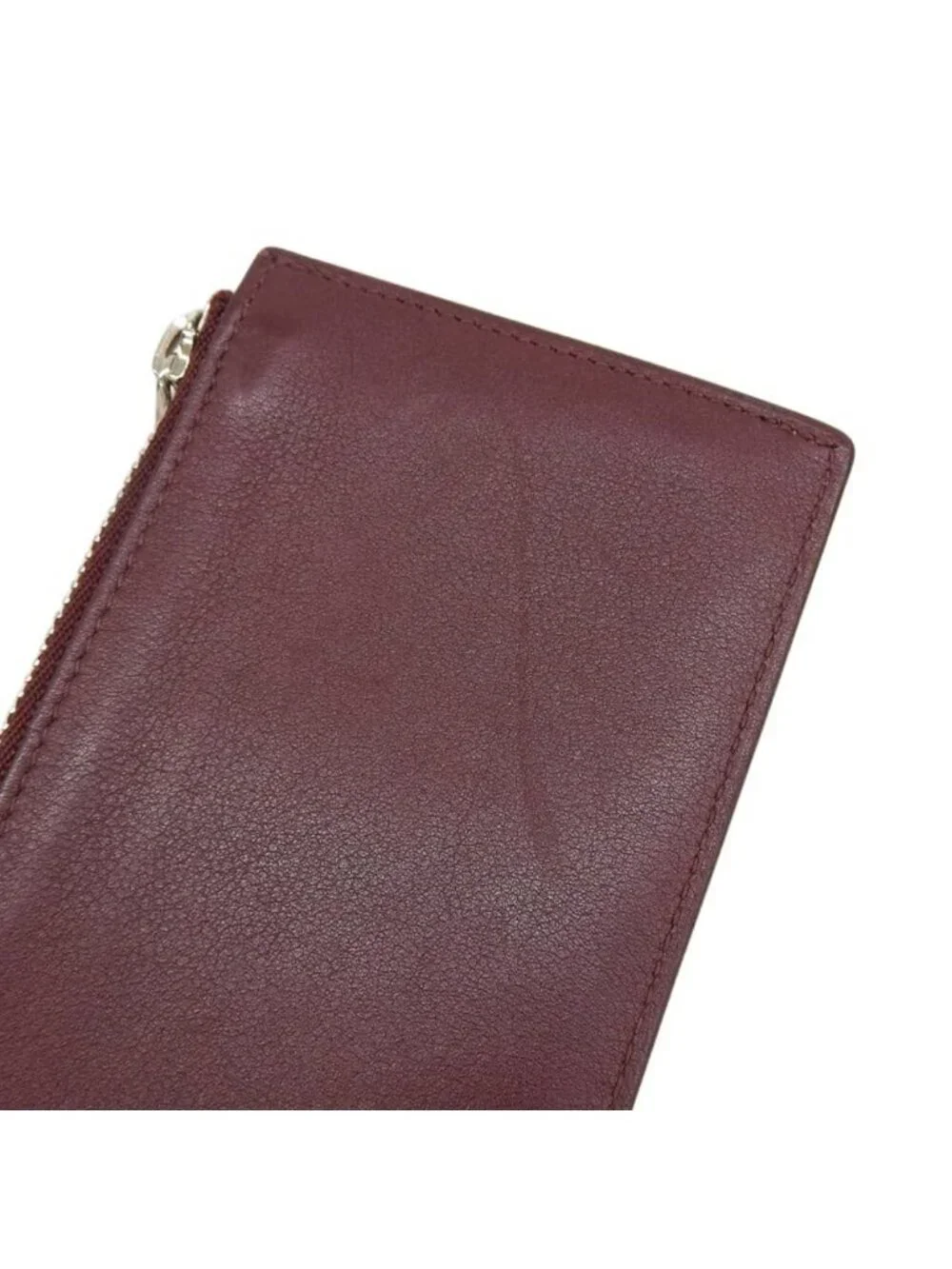 Cartier Leather Wallet with Zip Slim Card Holder Bordeaux